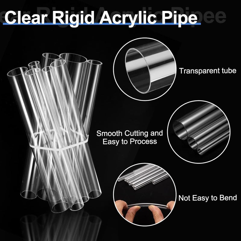 uxcell 2Pcs Clear Rigid Acrylic Pipe, 46mm(1.81") ID x 50mm(1.97") OD 8" Round Polycarbonate Tube Plastic Tubing for Plumbing, Lighting, Aquarium, DIY Projects - Image 3